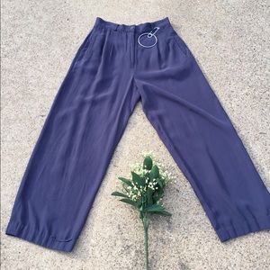 Grayish navy pleated hi-rise trousers